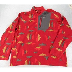 Eddie Bauer Sweater Mens Size XL Red Mountains‎ First Ascent 1/4 Zip Lightweight